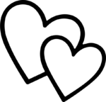 Double Hearts SVG Bold Outline Vector