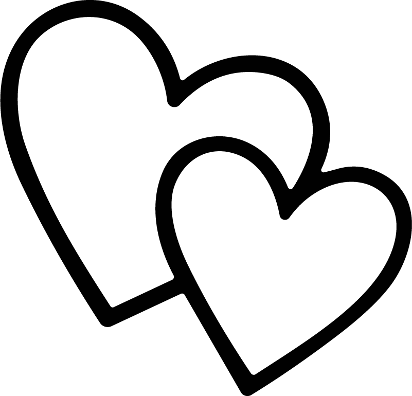 Double Hearts SVG Bold Outline Vector