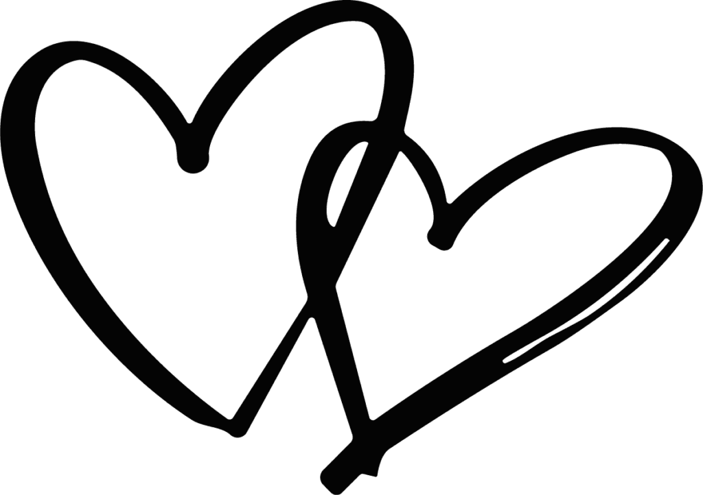 Double Hearts SVG Overlapping Sketch Vector