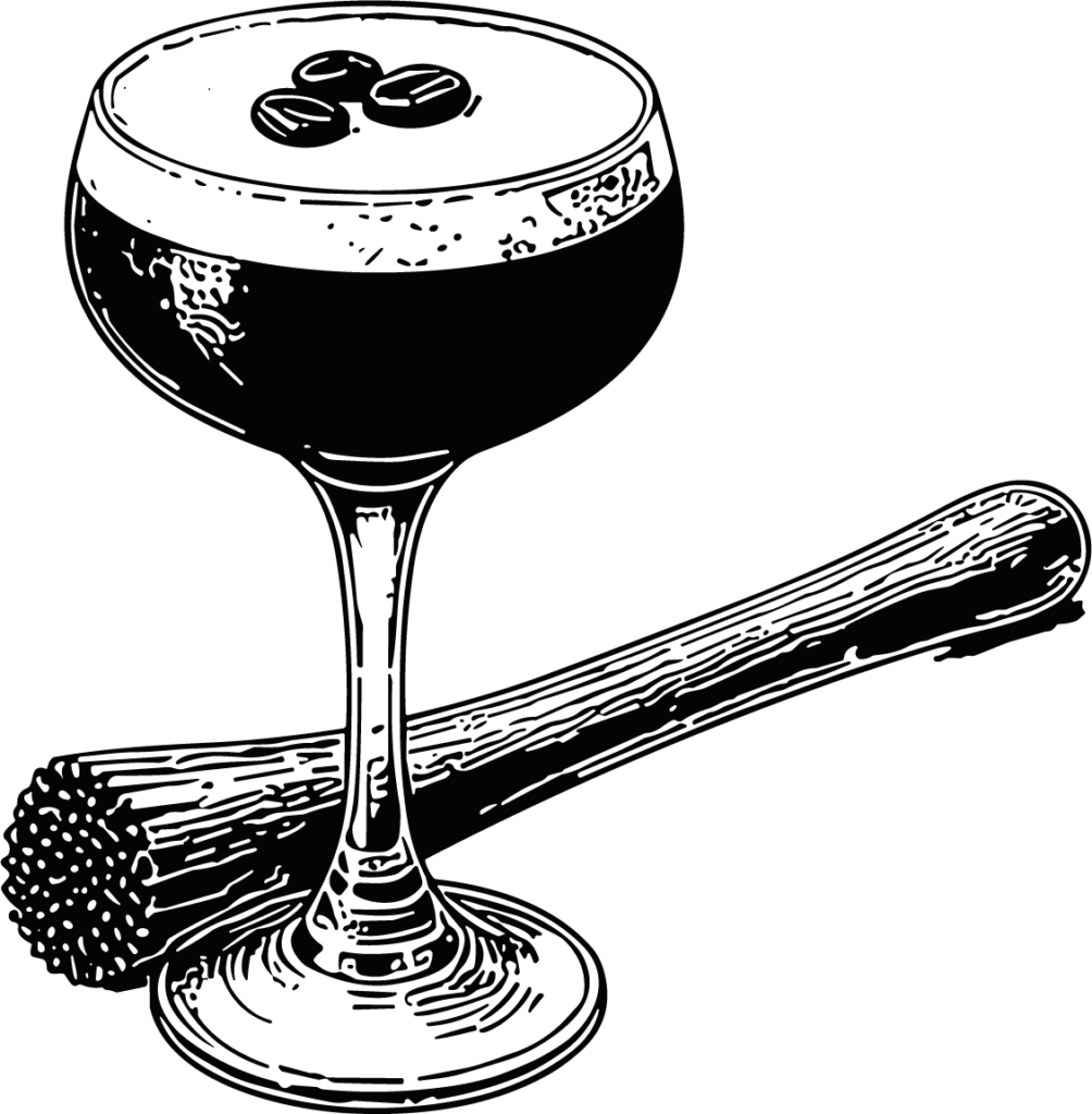 Espresso Martini Bold Ink Sketch Vector