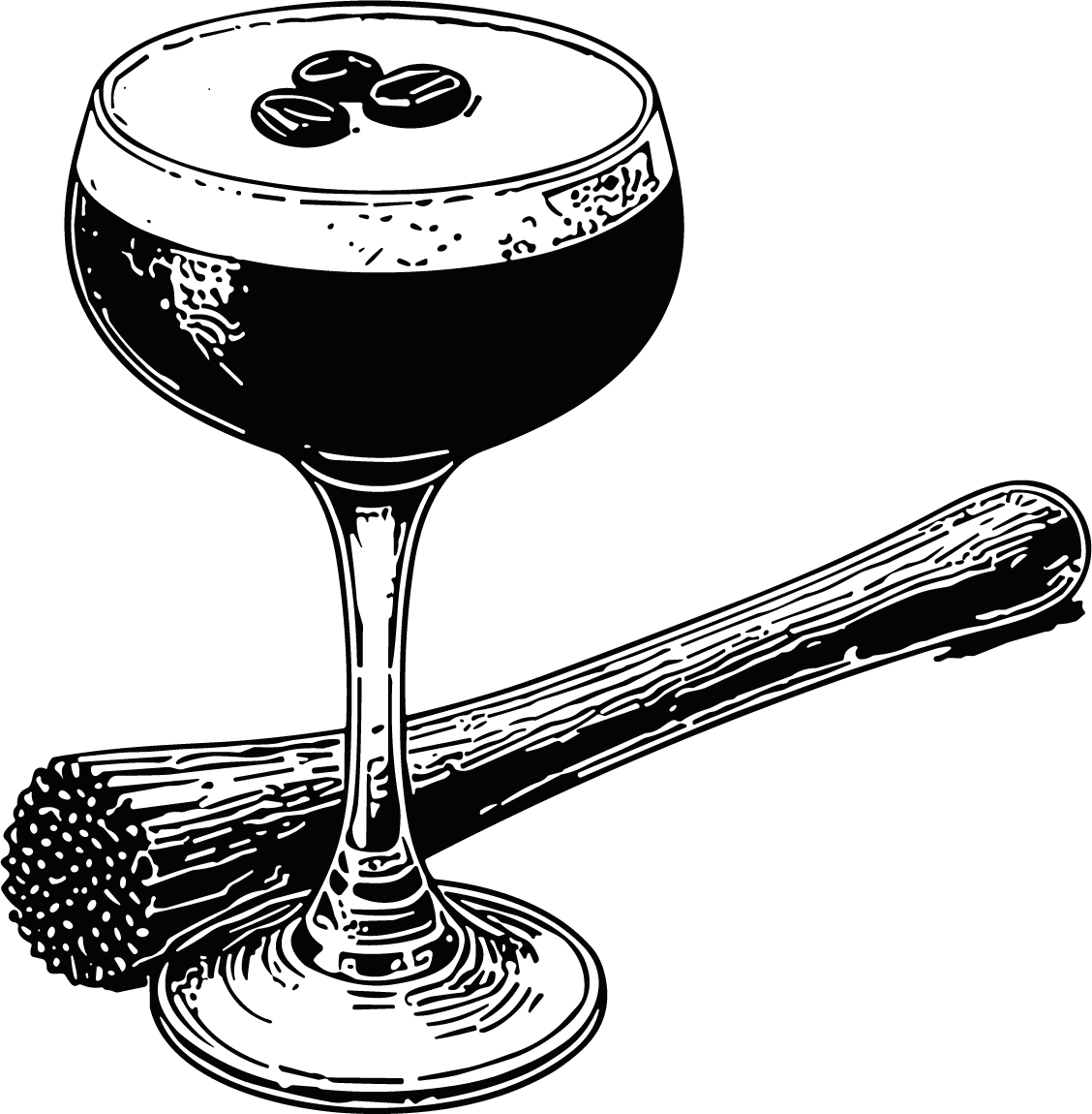 Espresso Martini Bold Ink Sketch Vector - Image 1