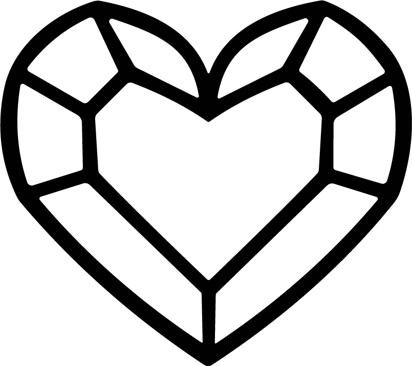 Faceted Heart SVG Crystal Outline Vector