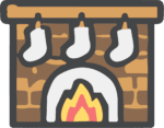 Fireplace With Stockings SVG Cozy Holiday Vector