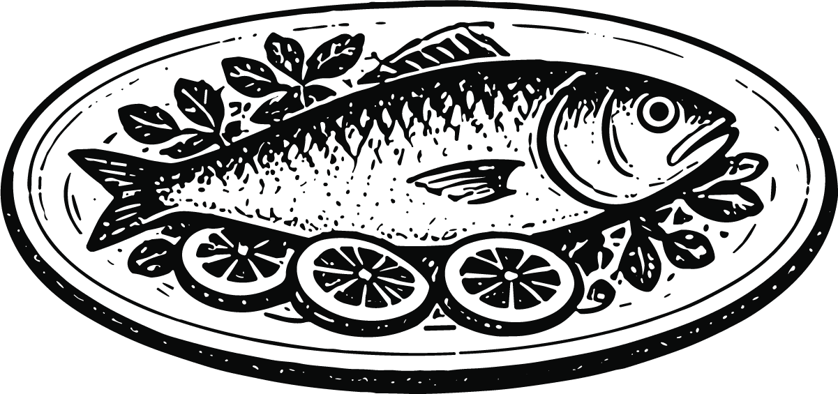 Fish Platter SVG Woodcut Style Vector - Image 1