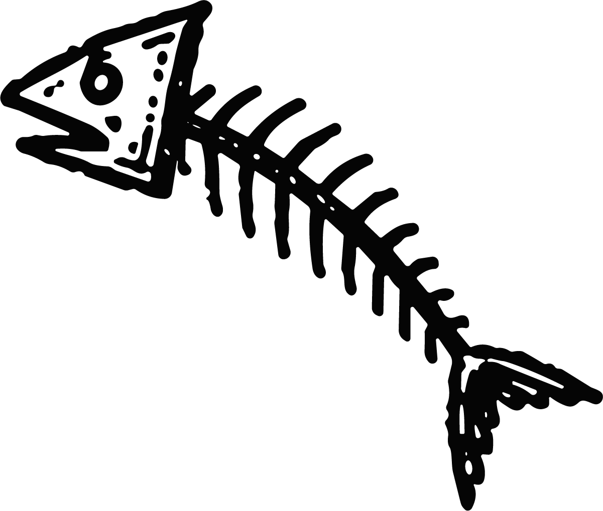 Fish Skeleton SVG Sketchy Bones Vector - Image 1