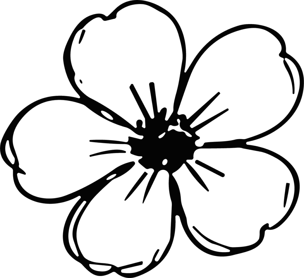 Five Petal Flower SVG Simple Outline Vector