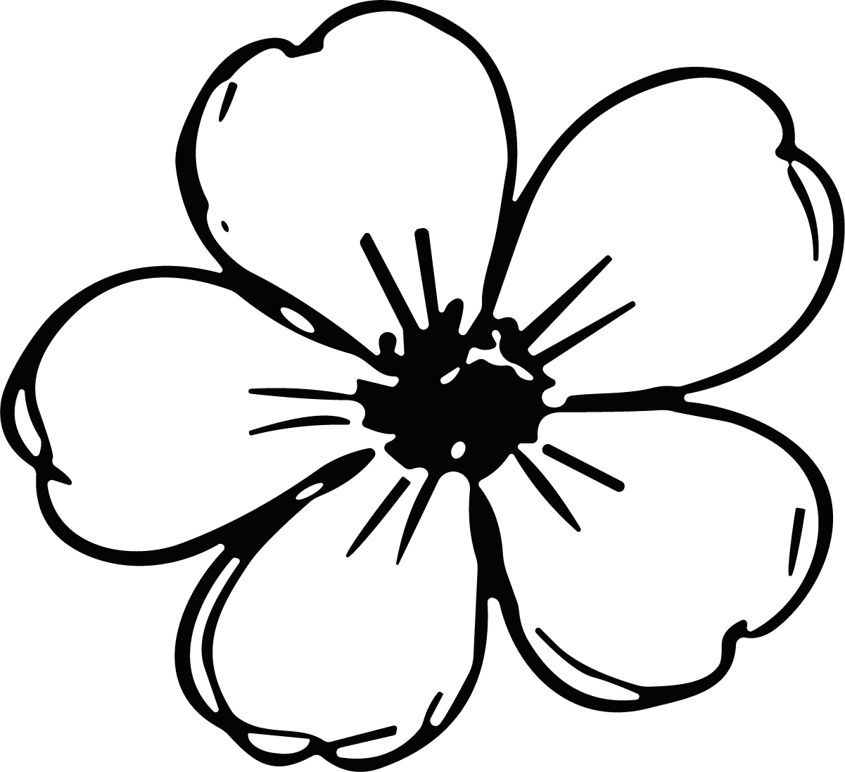 Five Petal Flower SVG Simple Outline Vector - Image 1