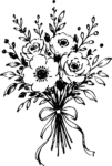 Flower Bouquet SVG Inked Botanical Vector