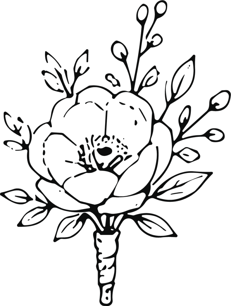 Flower Boutonniere SVG Delicate Botanical Sketch Vector