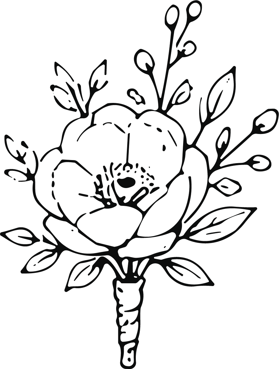 Flower Boutonniere SVG Delicate Botanical Sketch Vector - Image 1
