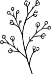 Flower Branch SVG Delicate Outline Vector