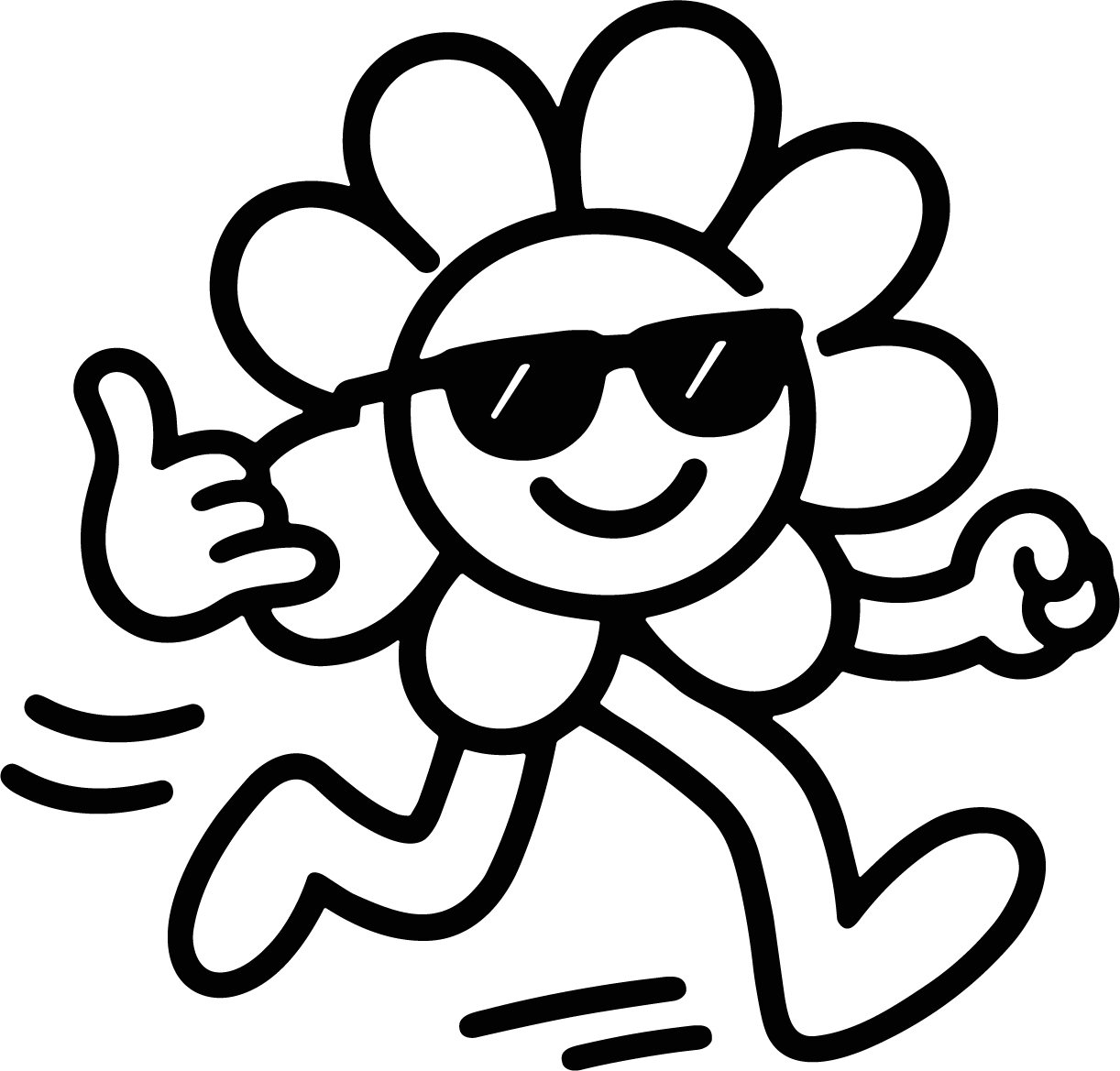 Flower Character SVG Cool Cartoon Vector - Image 1