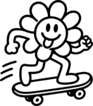 Flower Skateboarding SVG Playful Doodle Vector
