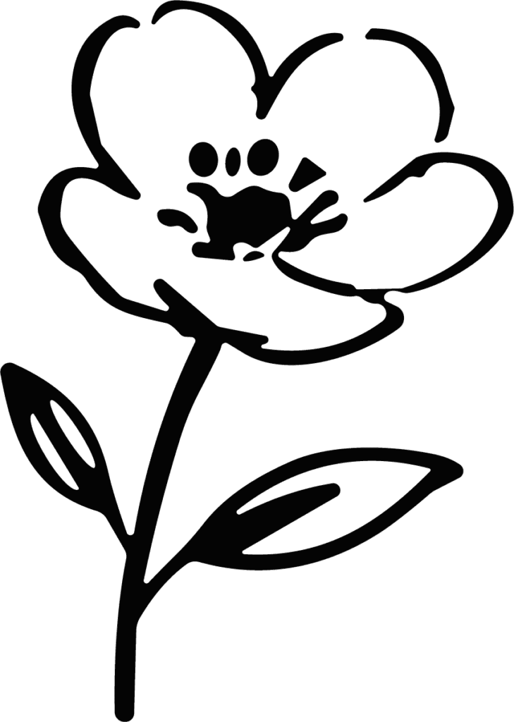 Flower With Leaves SVG Bold Outline Vector