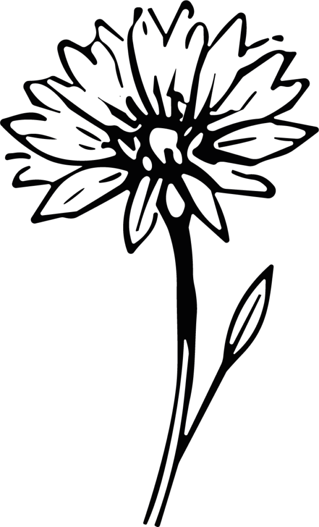 Flower With Stem SVG Bold Outline Vector