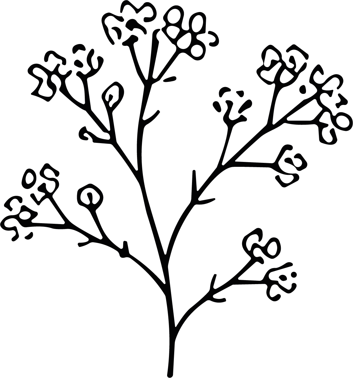 Flowering Branch SVG Whimsical Botanical Vector - Image 1