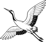 Flying Crane SVG Soaring Line Art Vector