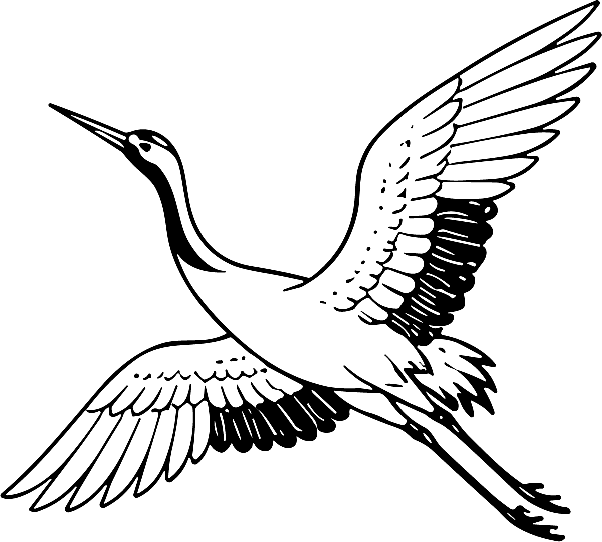 Flying Crane SVG Soaring Line Art Vector - Image 1