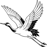 Flying Crane SVG Soaring Line Art Vector
