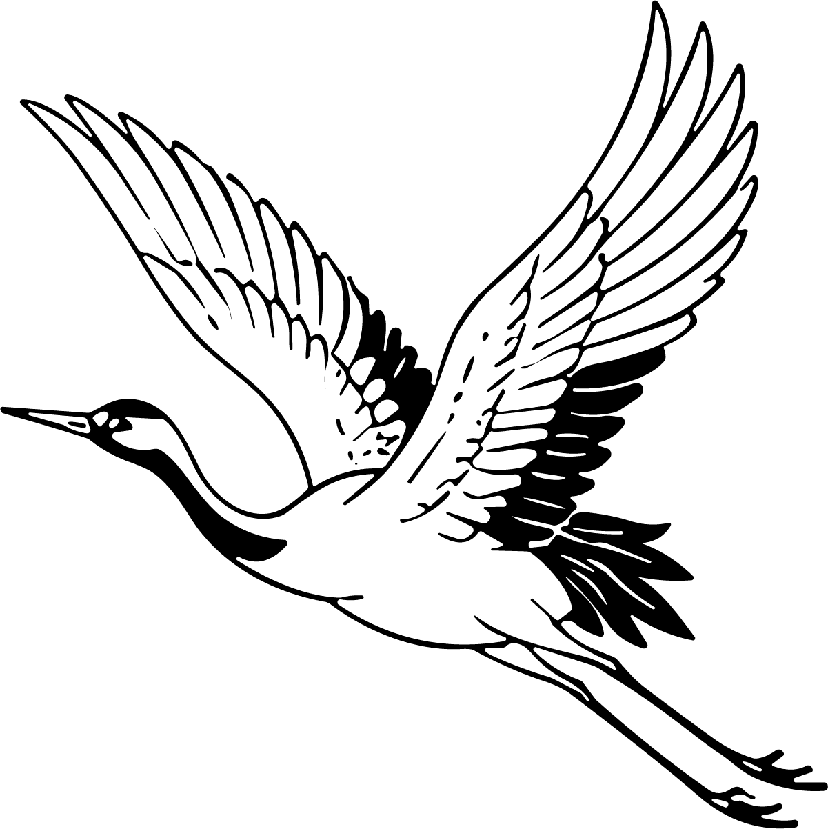 Flying Crane SVG Soaring Line Art Vector - Image 1