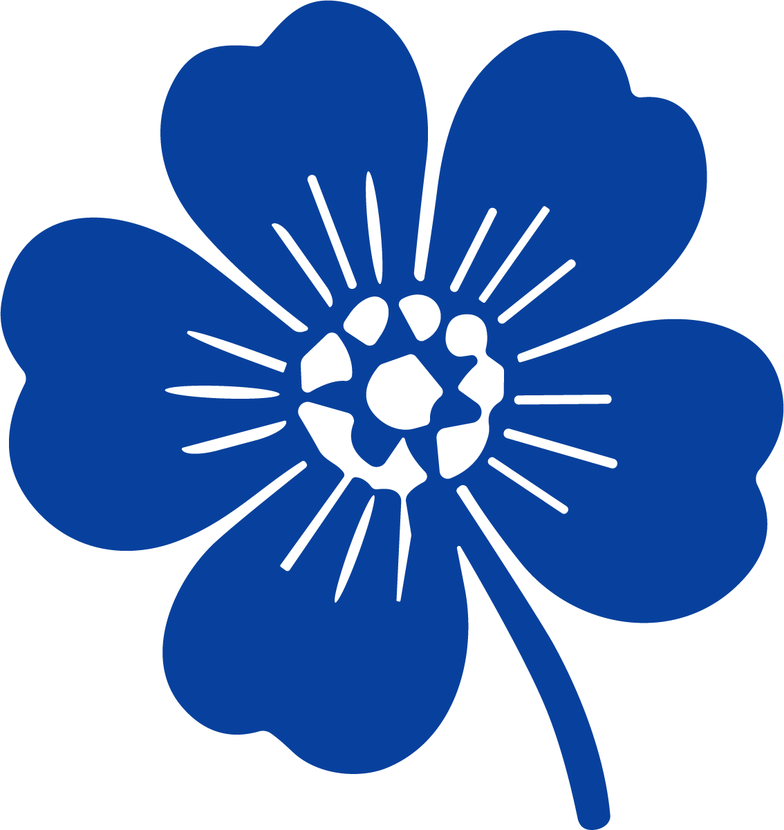Four Petal Flower SVG Bold Blue Vector - Image 1
