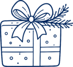 Gift Box Bow SVG Festive Sketch Vector