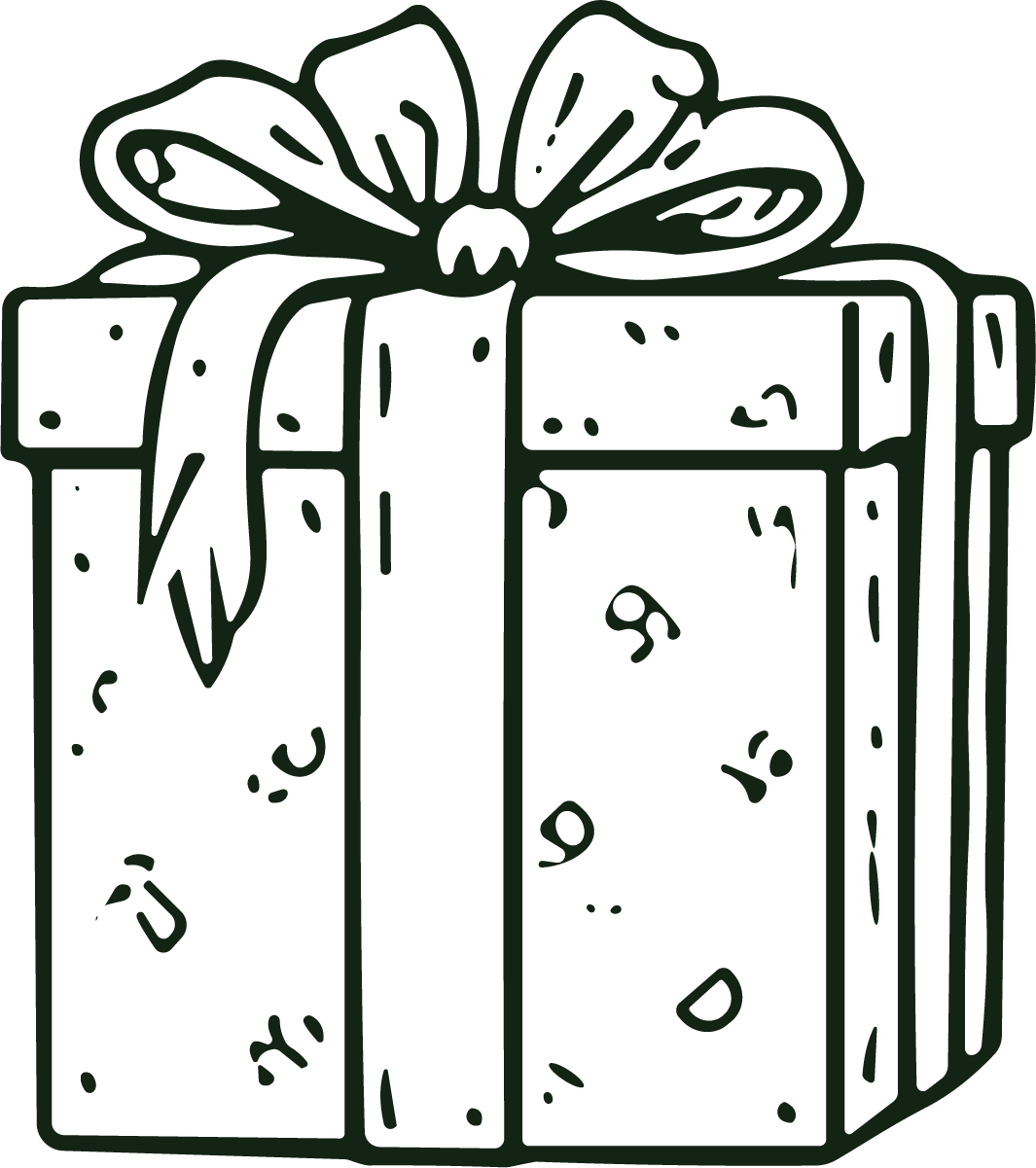 Gift Box SVG Ribboned Doodle Vector - Image 1
