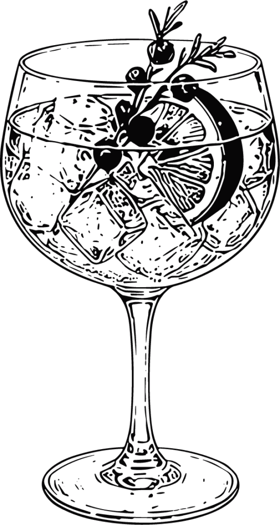 Gin And Tonic Detailed Line Art Vector