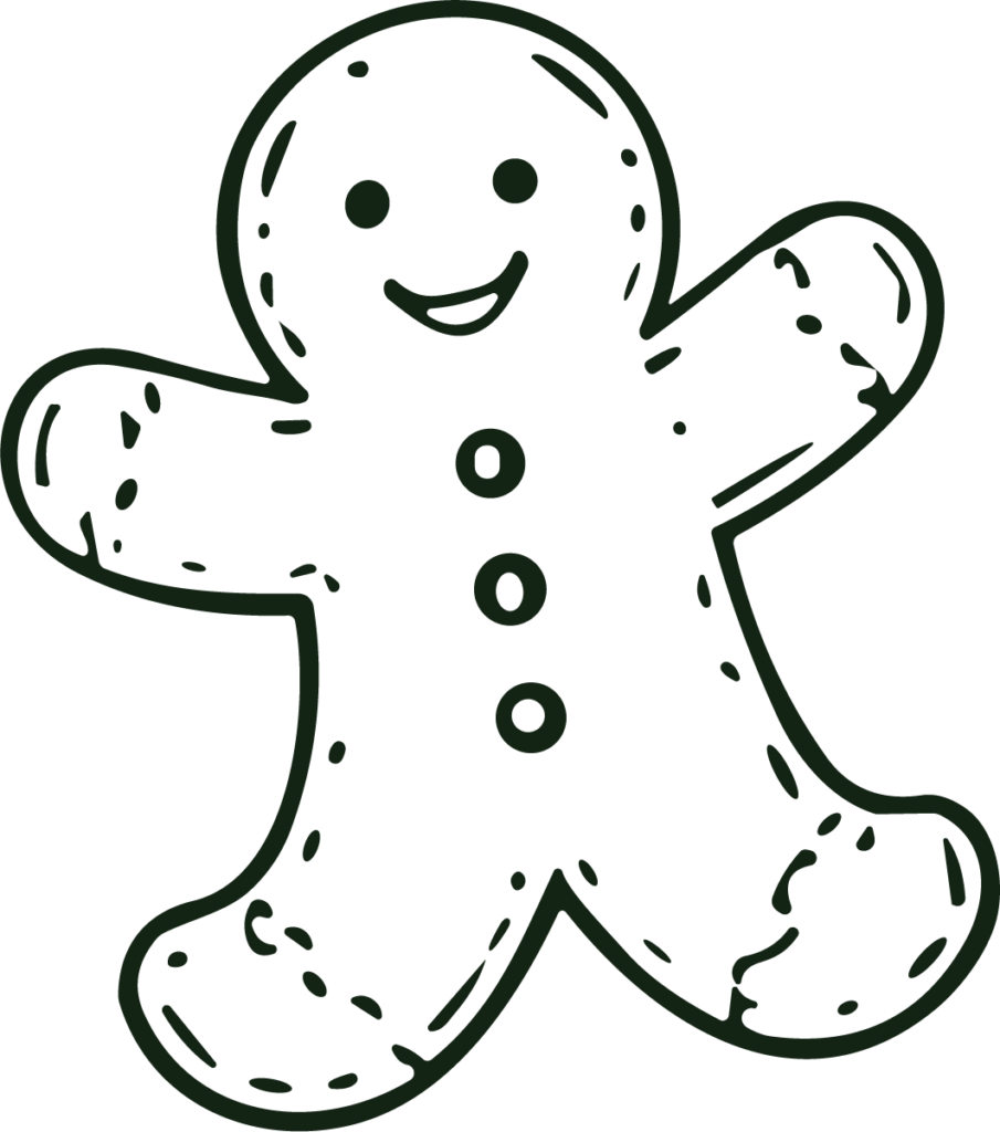 Gingerbread Man SVG Cheerful Outline Vector