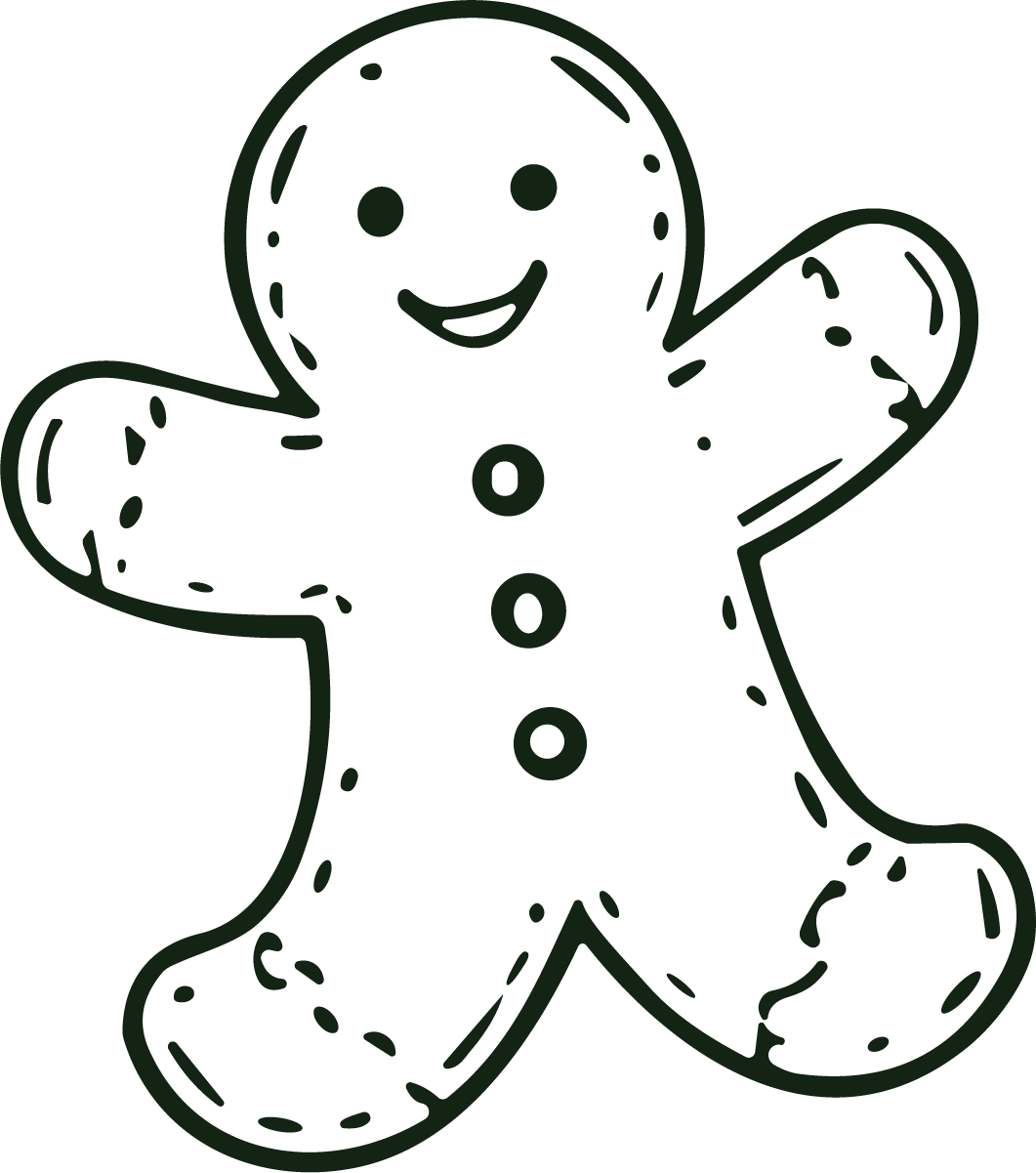 Gingerbread Man SVG Cheerful Outline Vector - Image 1