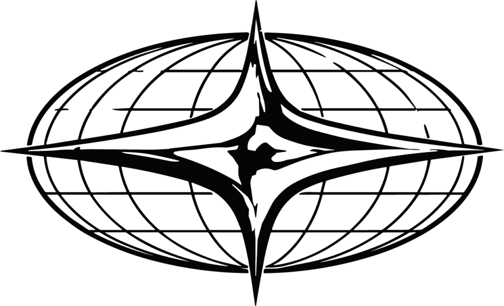Globe Star Emblem SVG Sharp Wireframe Vector