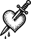 Heart Dagger Tattoo SVG Bold Traditional Vector