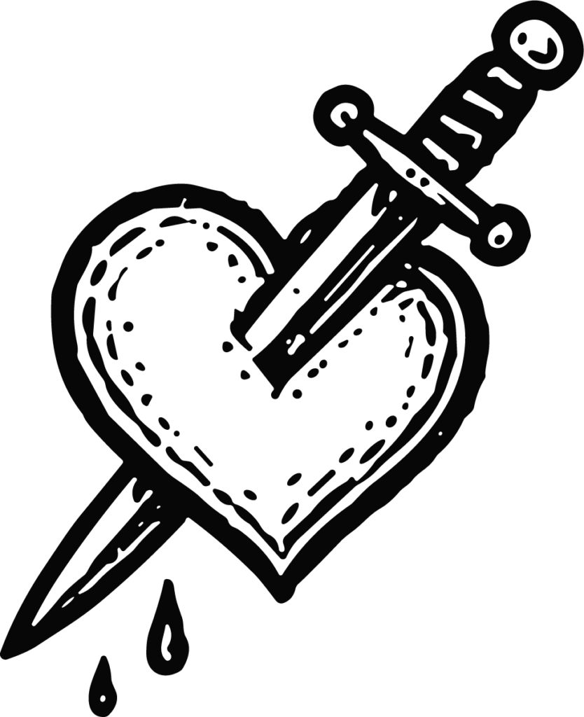 Heart Dagger Tattoo SVG Bold Traditional Vector