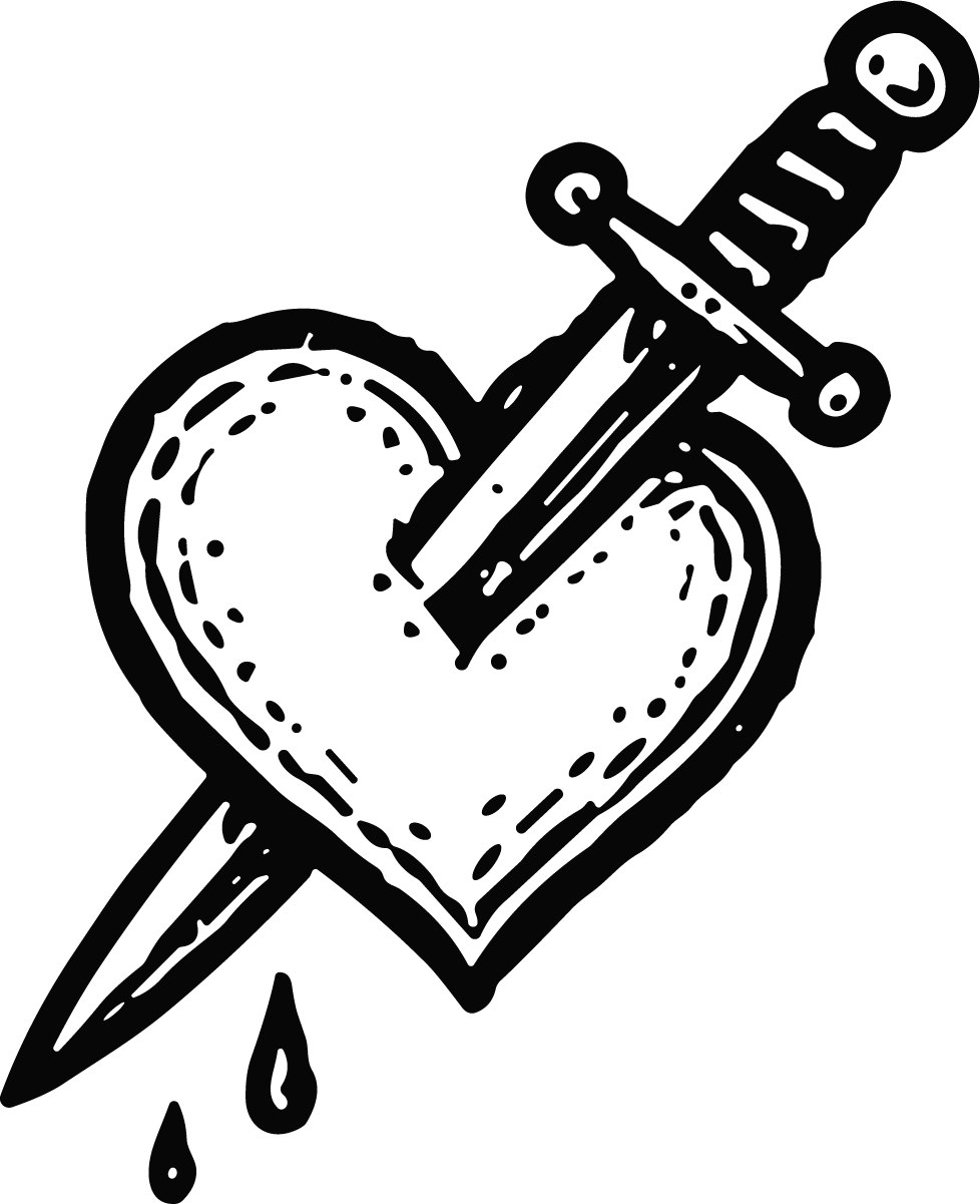 Heart Dagger Tattoo SVG Bold Traditional Vector - Image 1
