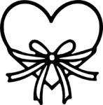 Heart With Bow SVG Bold Outline Vector