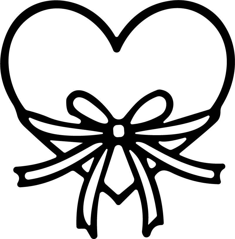 Heart With Bow SVG Bold Outline Vector