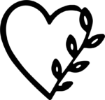 Heart With Leaves SVG Botanical Outline Vector