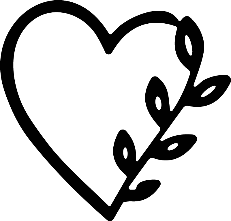 Heart With Leaves SVG Botanical Outline Vector