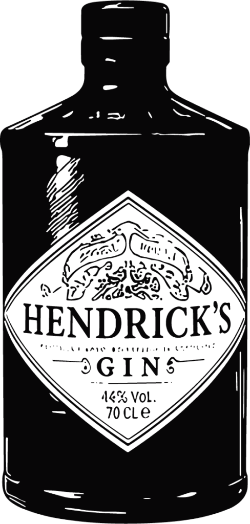 Hendrick's Gin Bottle Bold Monochrome Vector
