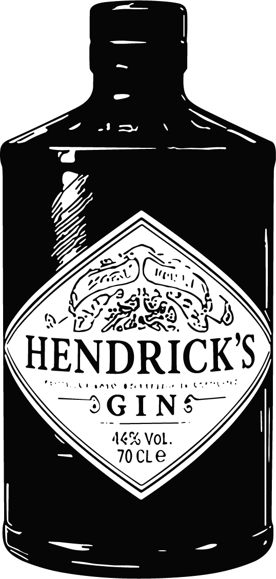 Hendrick's Gin Bottle Bold Monochrome Vector - Image 1