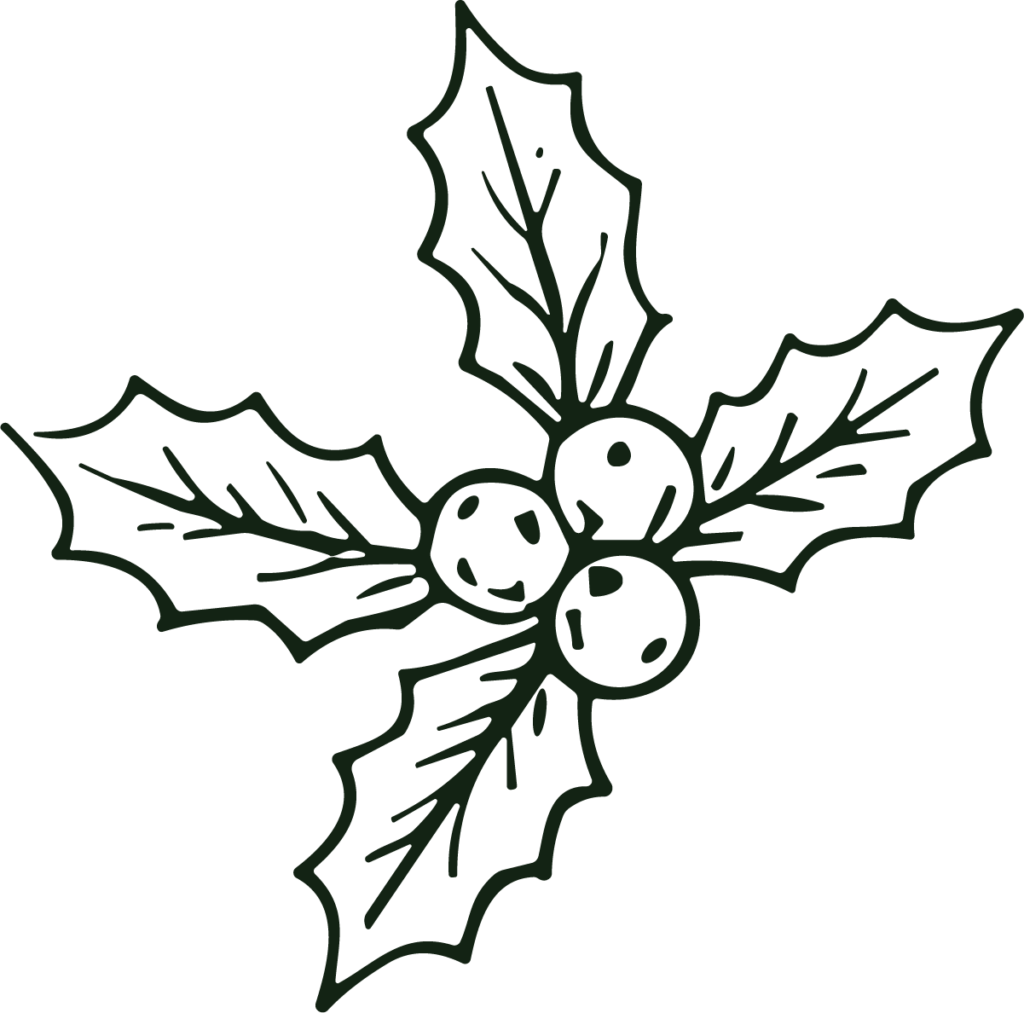 Holly Sprig SVG Festive Outline Vector
