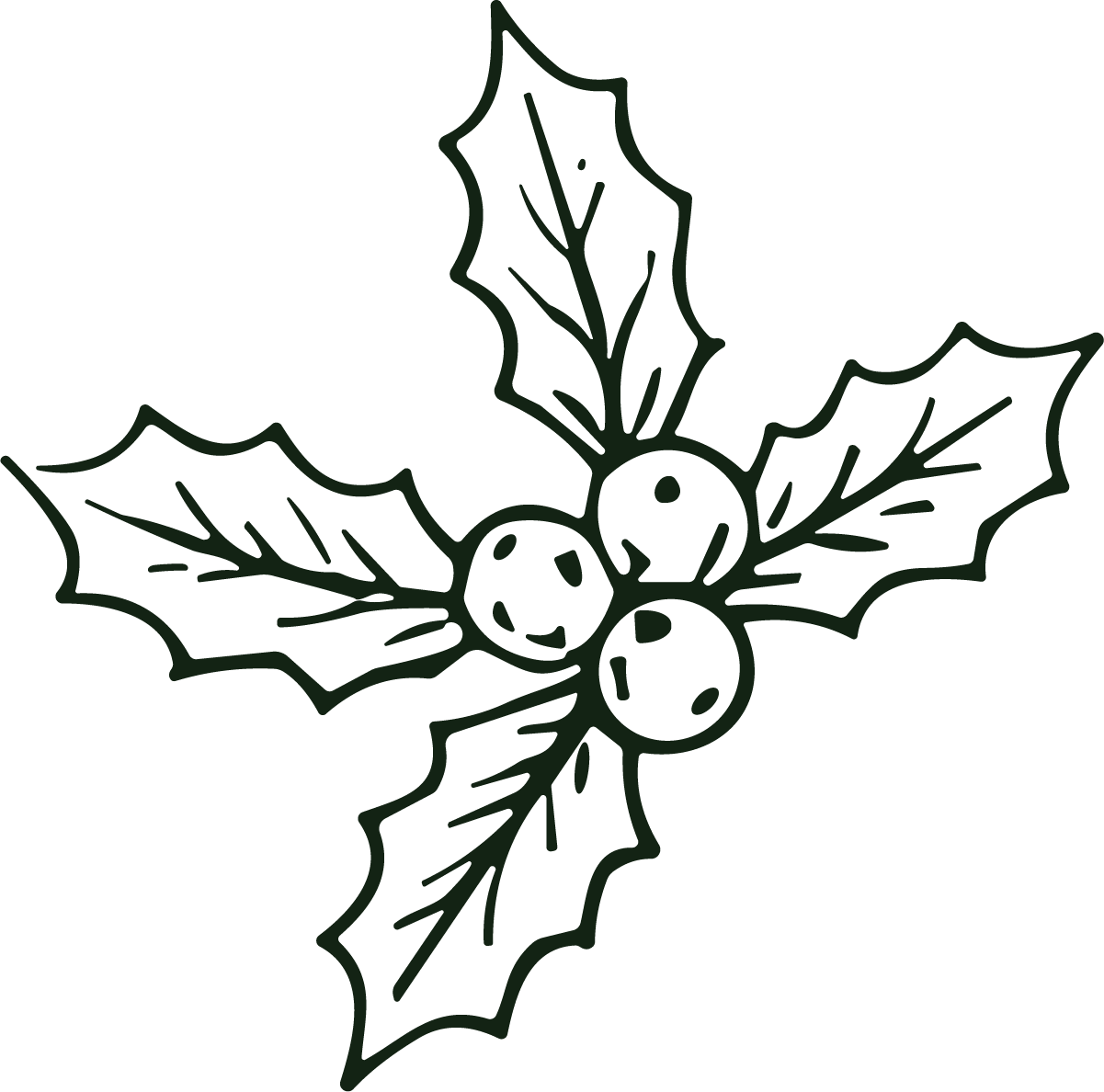 Holly Sprig SVG Festive Outline Vector - Image 1