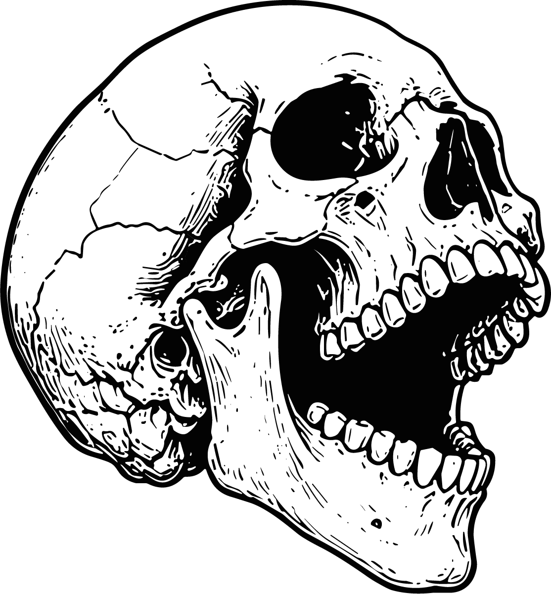 Human Skull SVG Screaming Bold Vector - Image 1