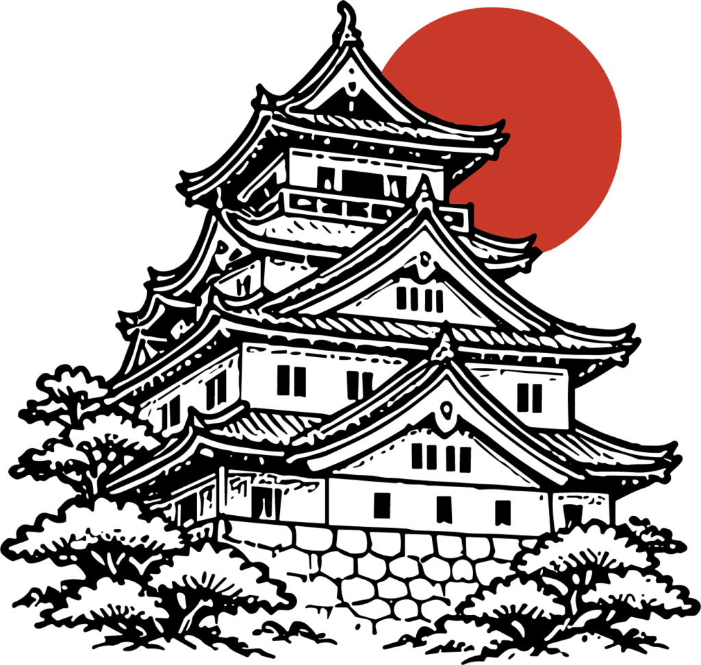 Japanese Castle SVG Rising Sun Vector