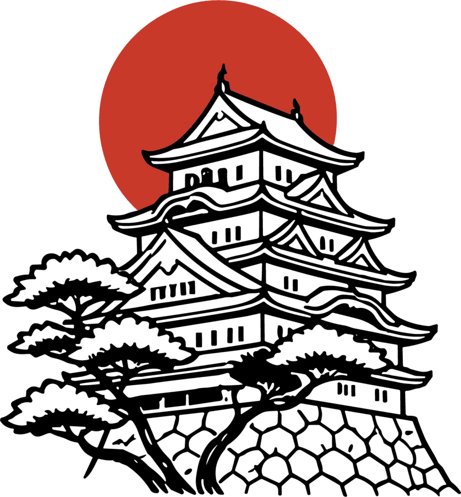 Japanese Castle SVG Rising Sun Vector