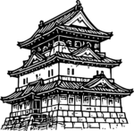 Japanese Castle SVG Intricate Black Ink Vector
