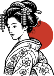 Japanese Geisha SVG Rising Sun Vector