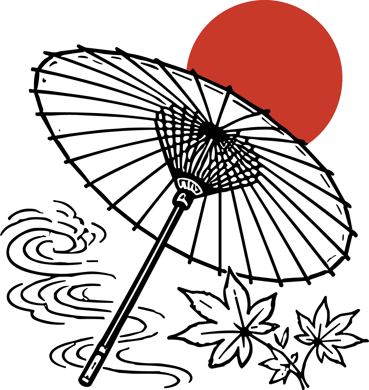 Japanese Umbrella SVG Rising Sun Vector - Image 1