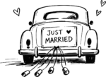 Just Married Car SVG Hand-Sketched Wedding Vector