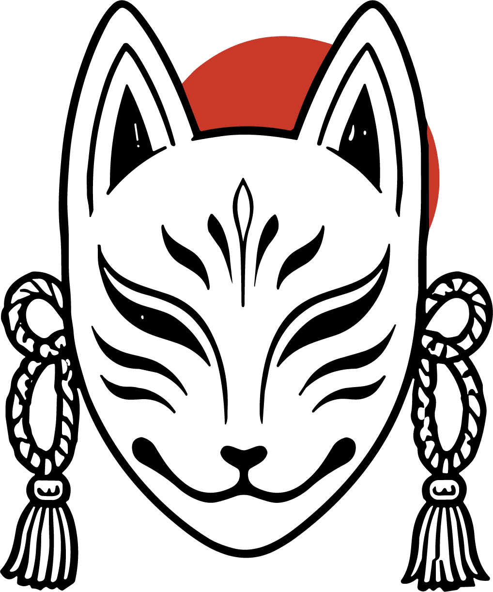 Kitsune Fox Mask SVG Traditional Japanese Vector - Image 1